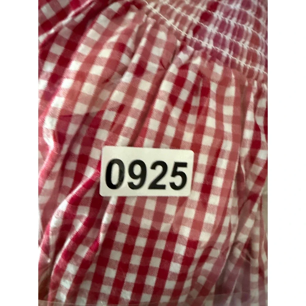Dash of Glitter Red Gingham Dress Girl S/2T Gingerbread Christmas‎ Gathered